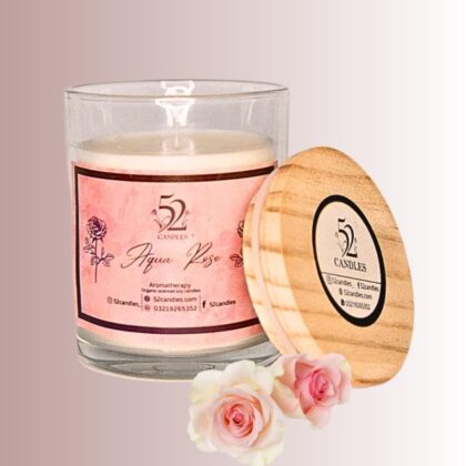Fresh rose soy scented candle in glass jar